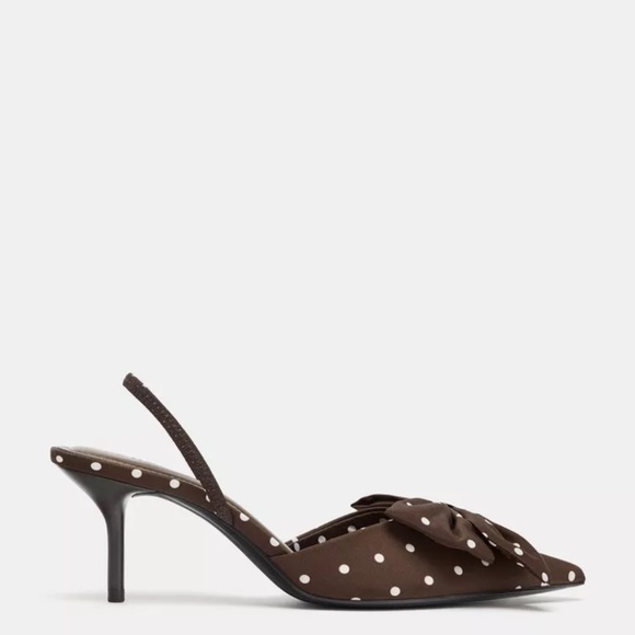 Zara Polka Dot Printed Heels With Bow - Picture 1 of 3